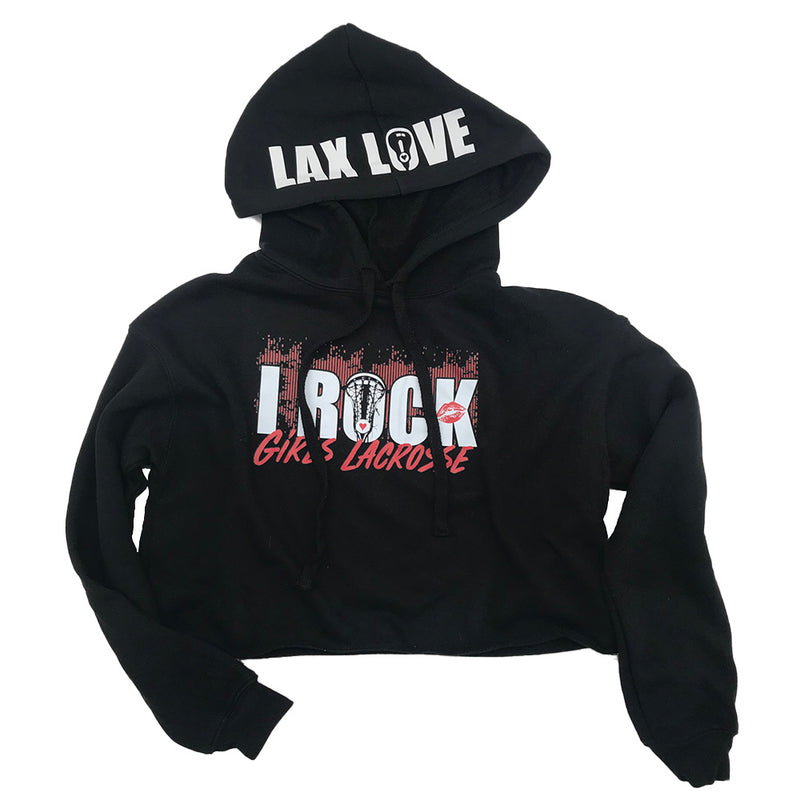 I Rock Girls Lacrosse - Cropped Fleece Hoodie