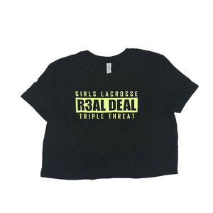 R3AL DEAL Triple Threat (Yellow) - Cropped Short Sleeve Tee